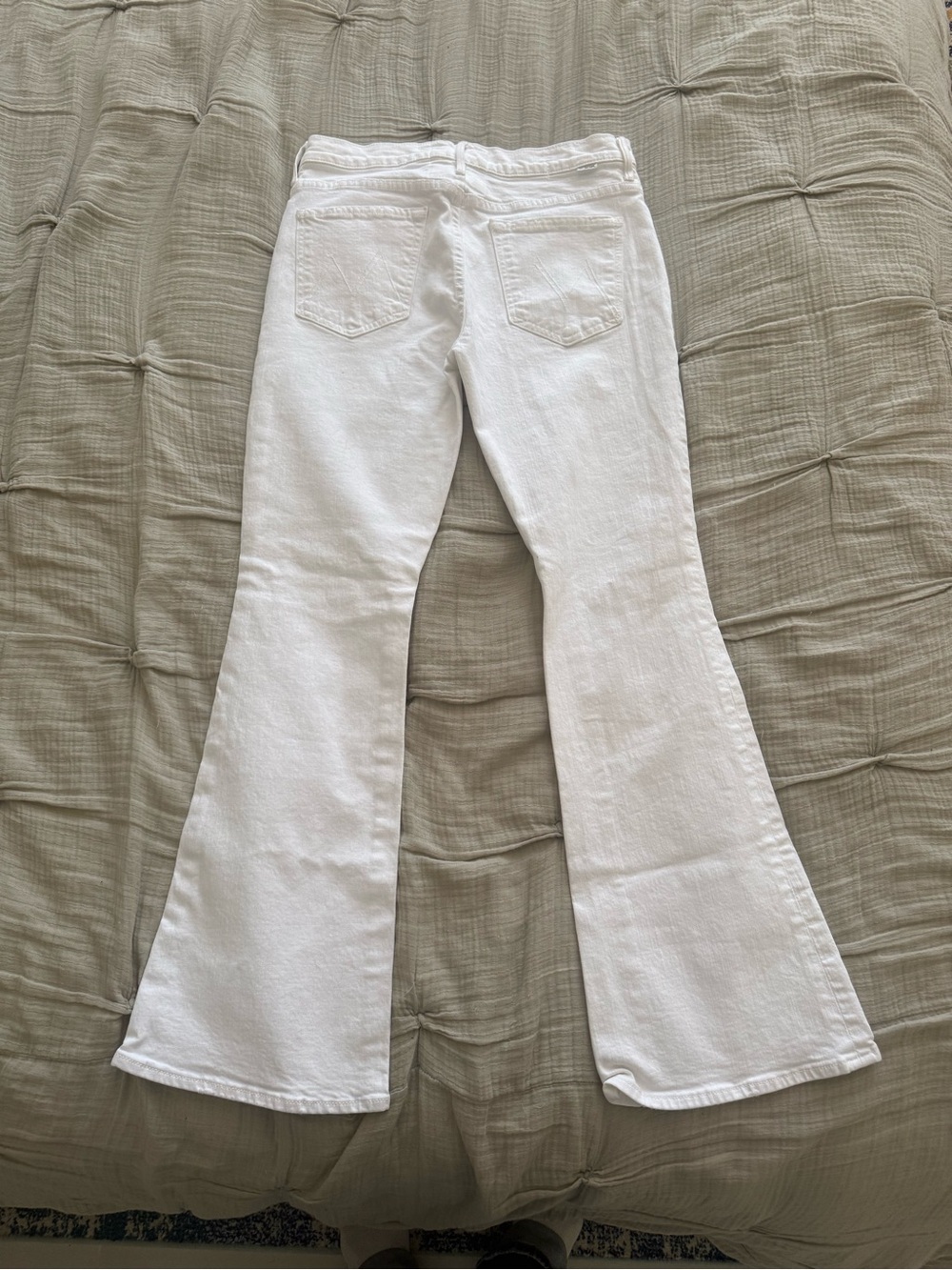 MOTHER White Denim Jeans with Copper Rivets - Picture 3 of 6